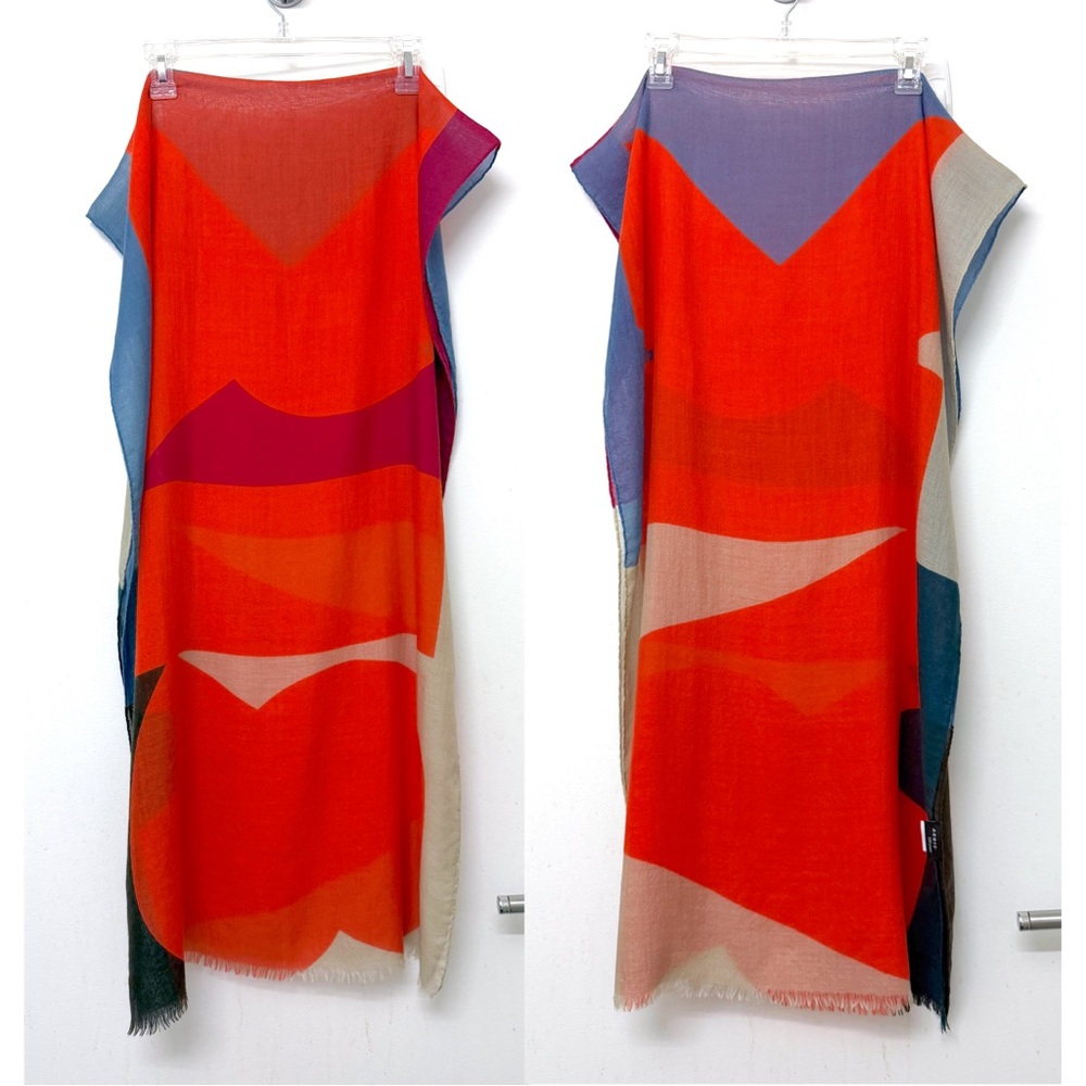 Akris 100 Years 70s Mod Composed Letters Logo Cashmere Silk Scarf Colorblock
